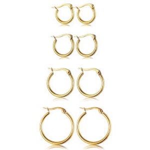 Set of 5 stainless steel faux gold hoop earrings